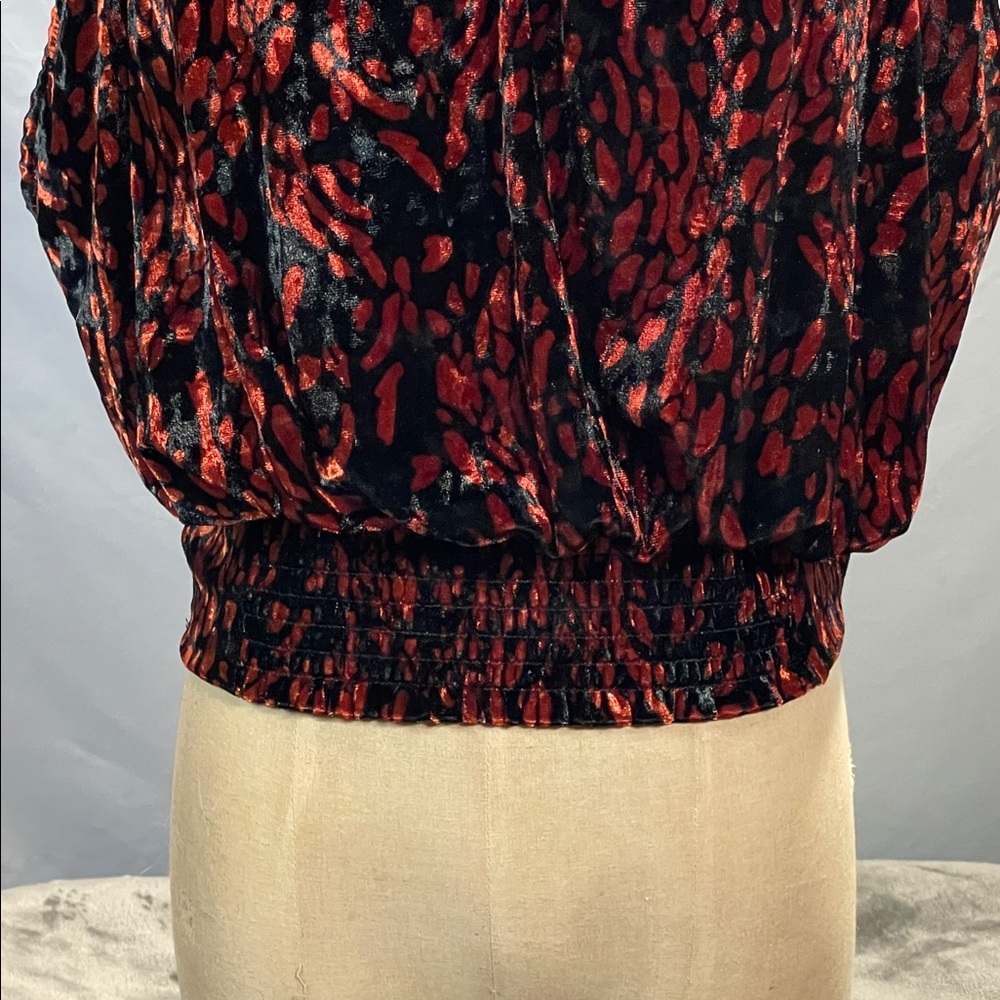 Free People Black and Rusty Orange Velvet Sleeveless Top - Picture 3 of 9